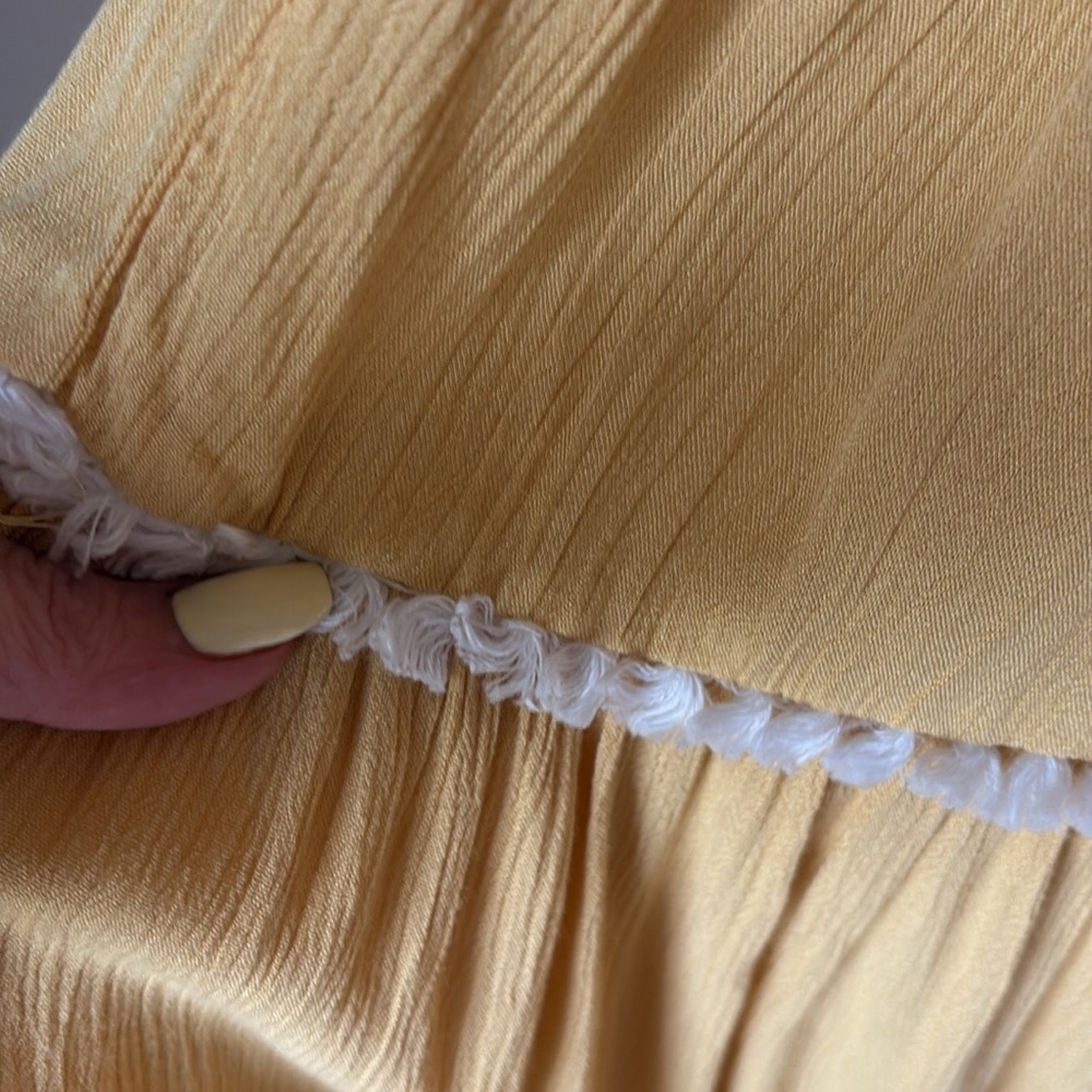 Joie embroidered Tiered boho Midi Sundress side zipper belted yellow size 6 - Picture 6 of 16